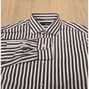Lardini Men's Long‎ Sleeve Shirt Striped Made In Italy 100% Cotton Size 41-16